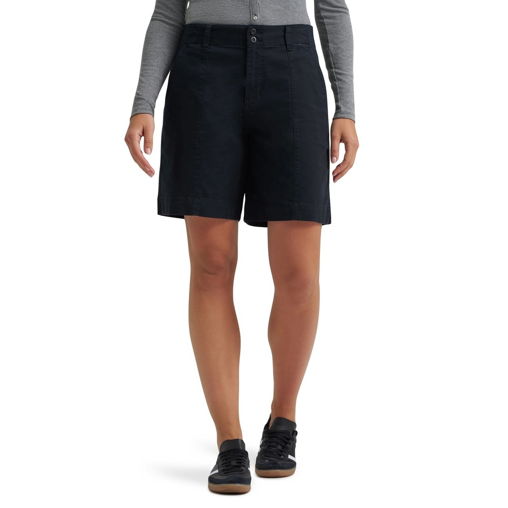 Lee Womens Mid Rise Woven Bermuda Shorts Size 8 All Black Stretch NWT